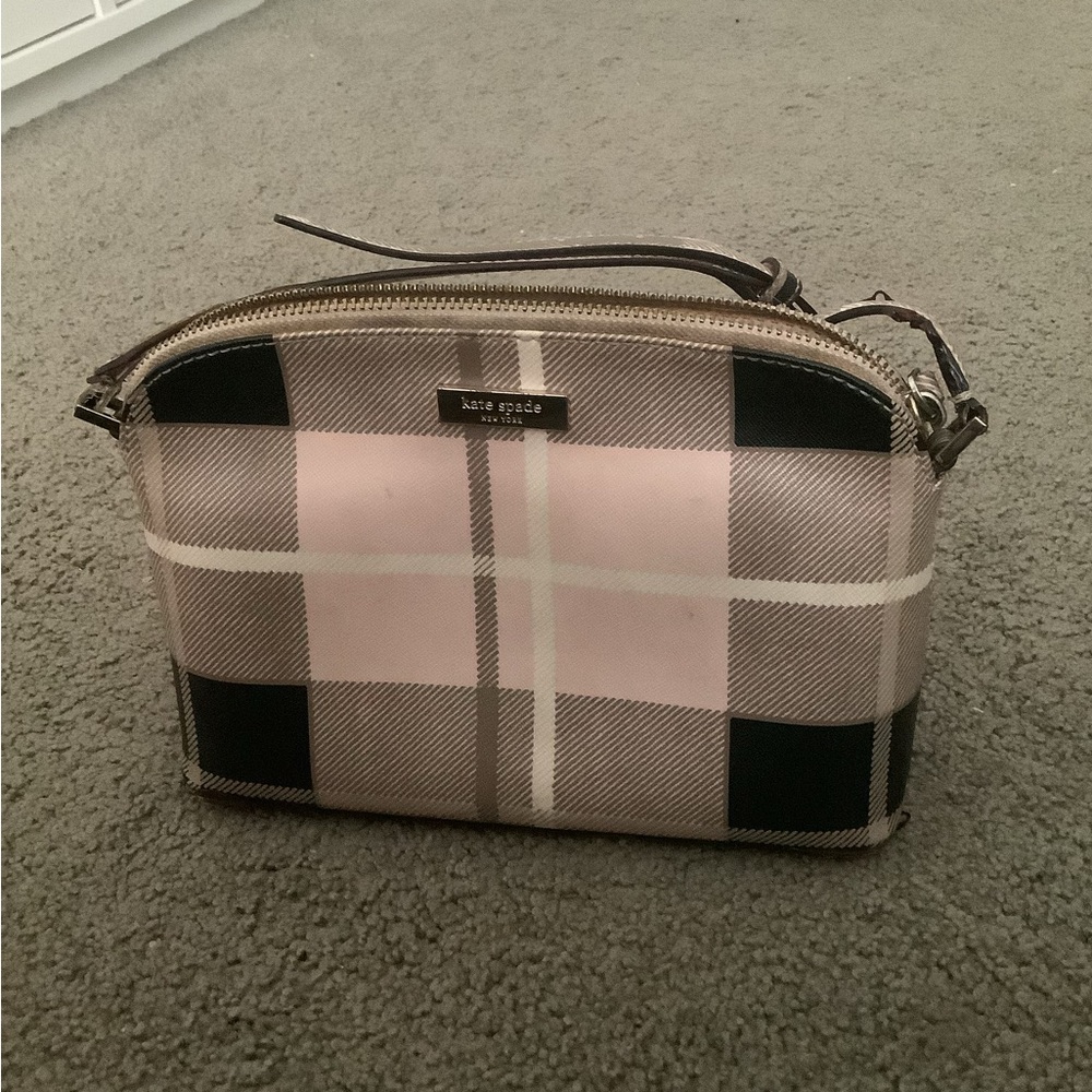 Kate Spade Pink and Black Plaid Crossbody Bag